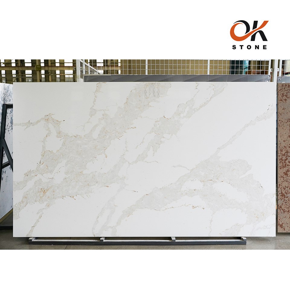Pure White Quartz Jade Slab Modern Countertop